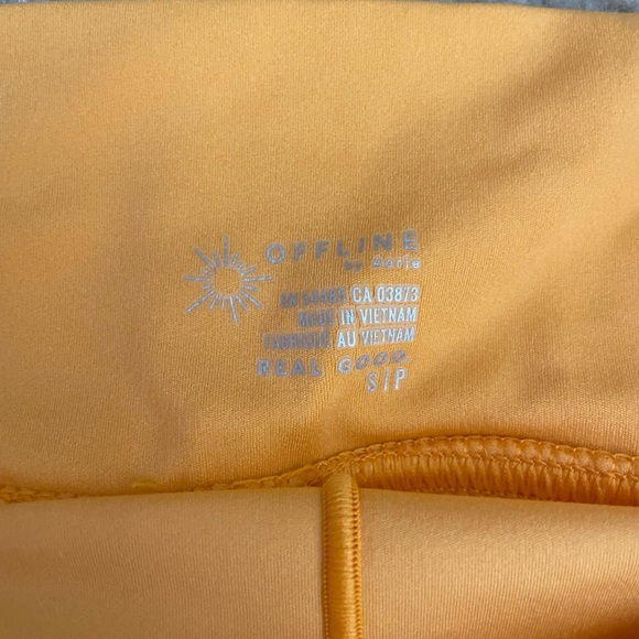 Aerie Offline Pleated Orange Skirt with White Trim and Built-in shorts - Picture 4 of 7